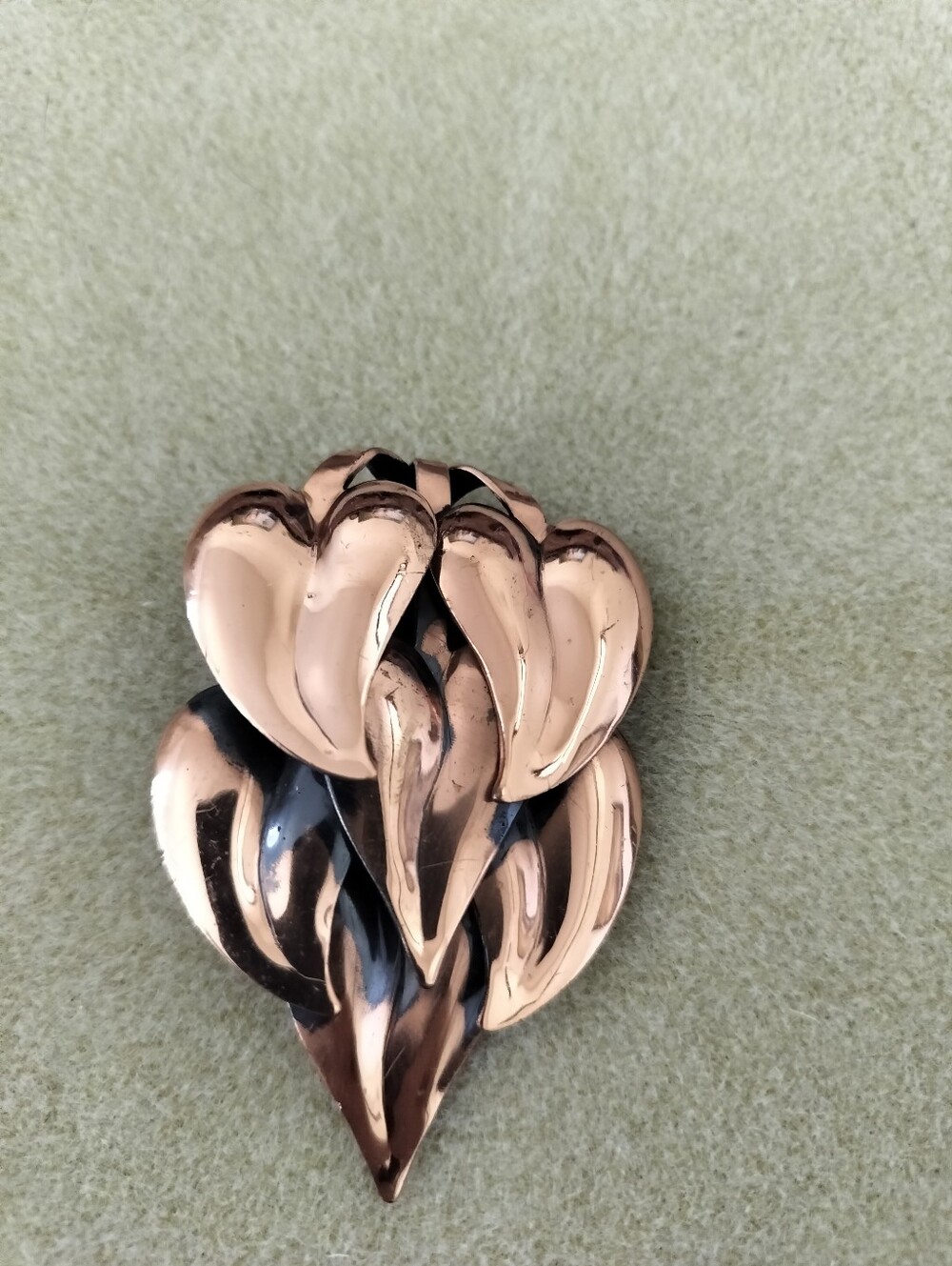 Vintage MCM Floral Brooch Copper Tone Tulip Flower Design Unsigned
